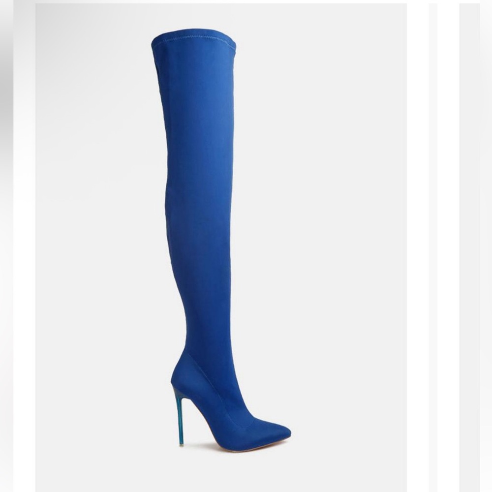 Blue Over-the-Knee Stiletto Boots